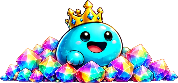 Crowned slime with Rainbow Gems